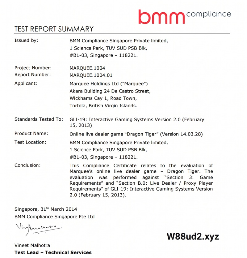 giấy phép hoạt động nhà cái w88